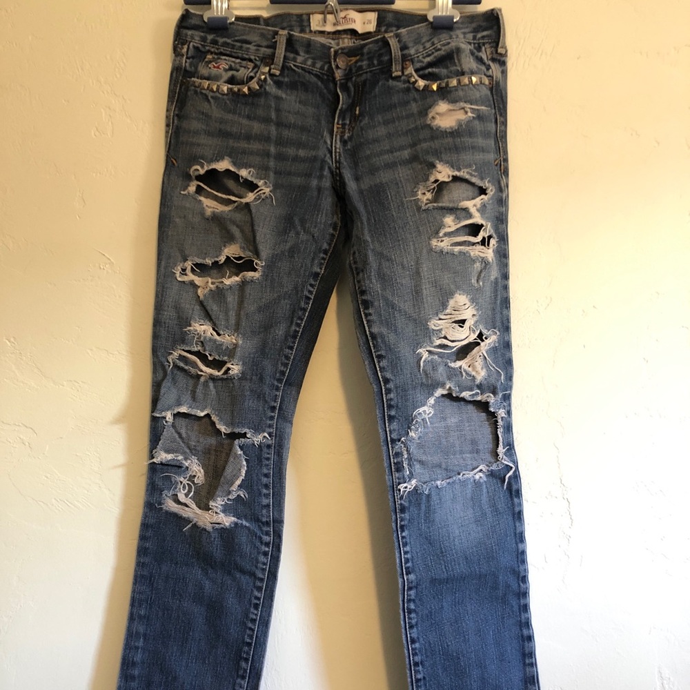 Distressed low-rise jeans